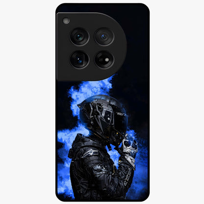 Cyber Sentinel Protocol Glass Case for 1+12 bold front view featuring futuristic cyberpunk inspired artwork