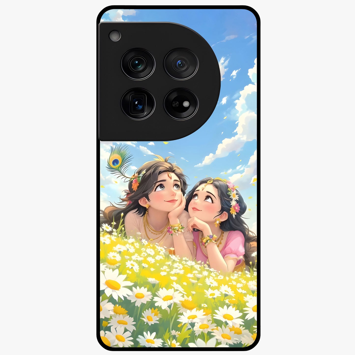 Daisy Daydream Love Glass Case for 1+12 soft front view featuring romantic daisy floral artwork