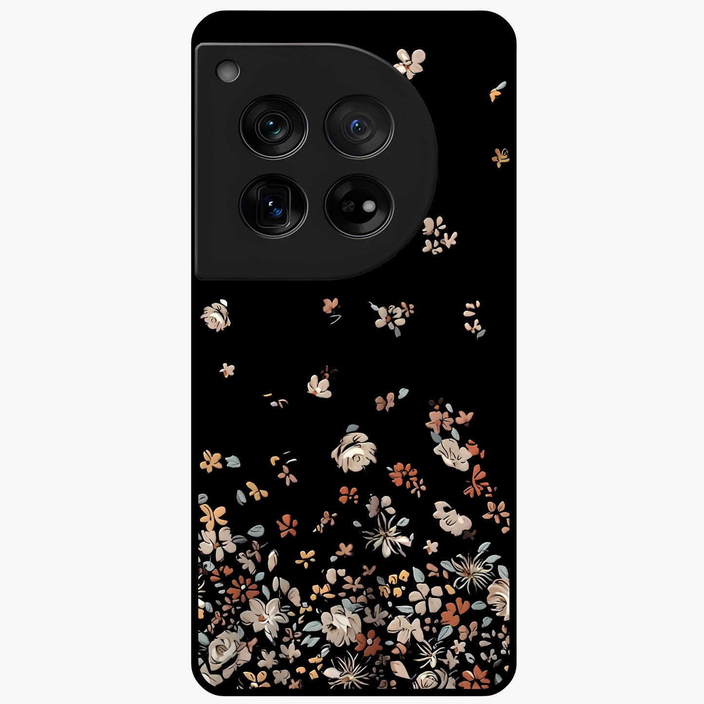 Dark Petal Aesthetic Glass Case for 1+12 elegant front view featuring moody floral artwork with deep tones