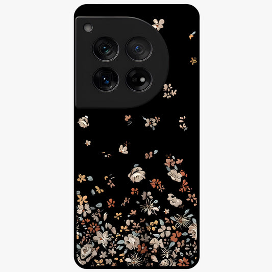 Dark Petal Aesthetic Glass Case for 1+12 elegant front view featuring moody floral artwork with deep tones