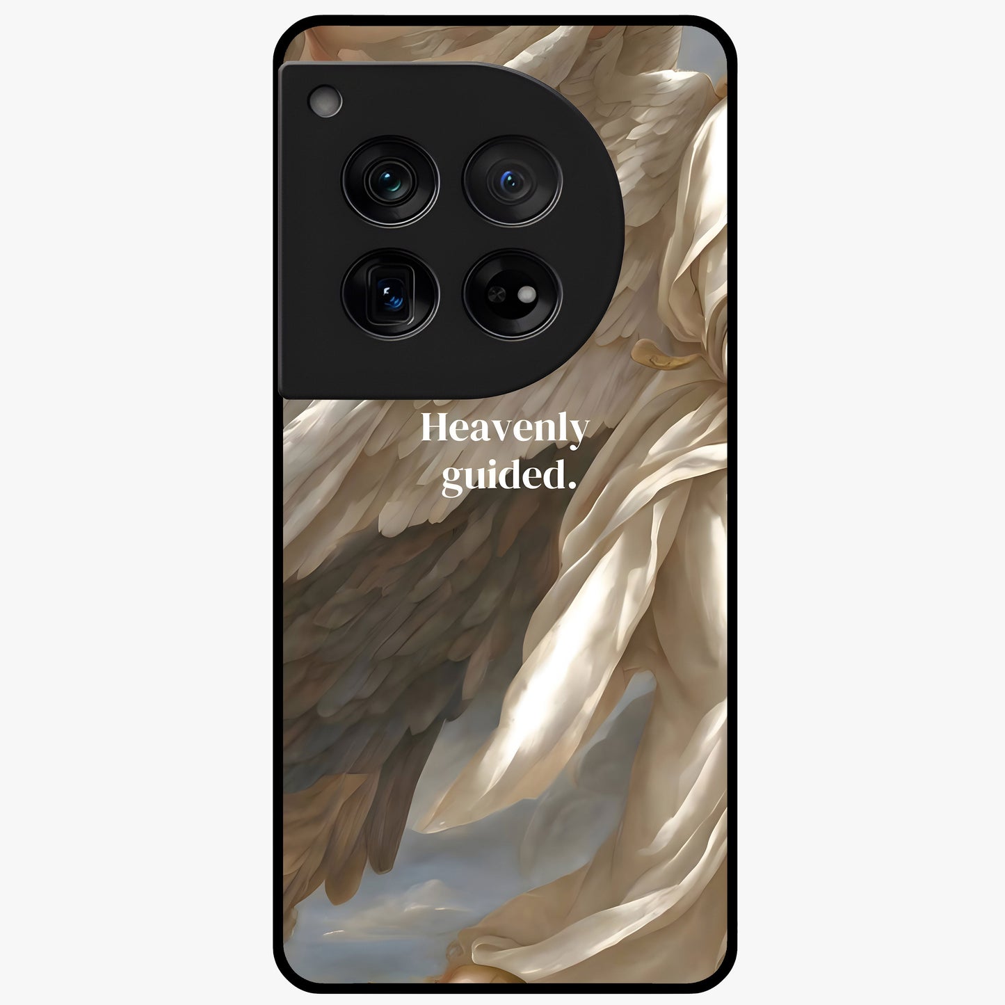 Divine Winged Grace Glass Case for 1+12 graceful front view featuring timeless spiritual artwork