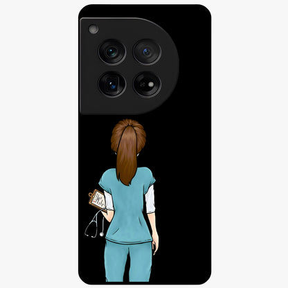 Doctor Pattern Custom Name Glass Case for 1+12 professional front view featuring medical themed artwork with personalized name design