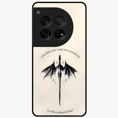 Dragon Quote Art Glass Case for 1+12 bold front view featuring dragon illustration with motivational quote artwork
