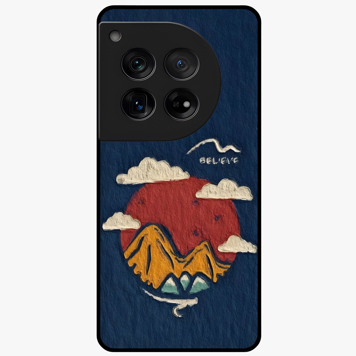 Dream Beyond Mountains Glass Case for 1+12 scenic front view featuring inspirational mountain landscape artwork