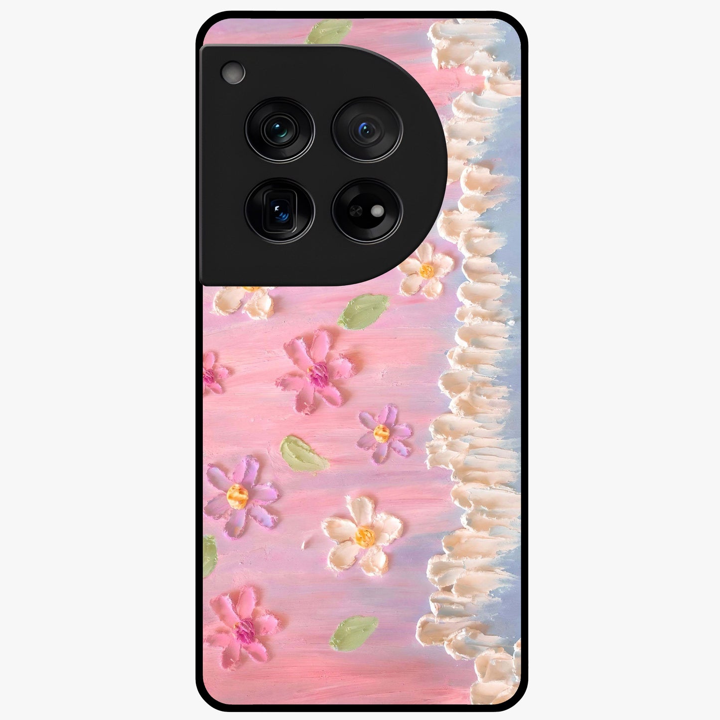 Dreamy Painted Garden Glass Case for 1+12 artistic front view featuring hand painted floral garden artwork