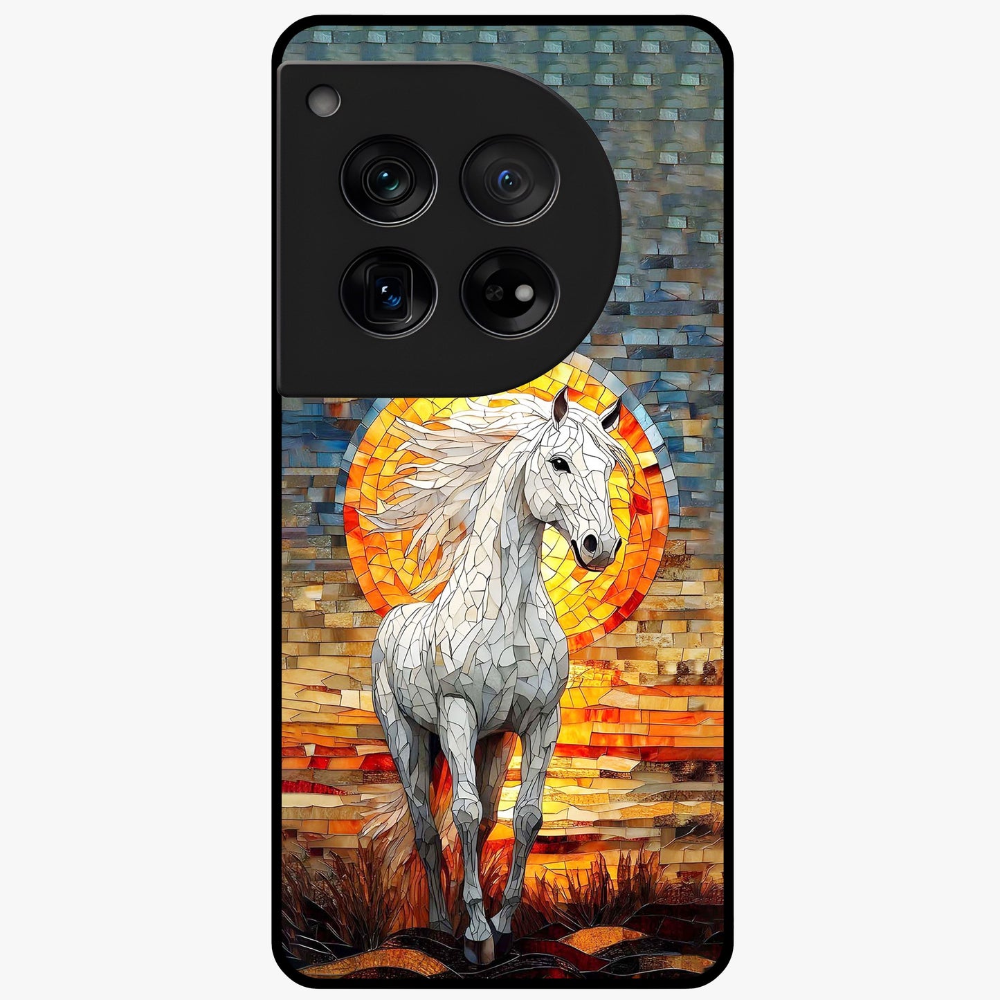 Elected Horse Glass Case for 1+12 bold front view featuring powerful horse illustration artwork