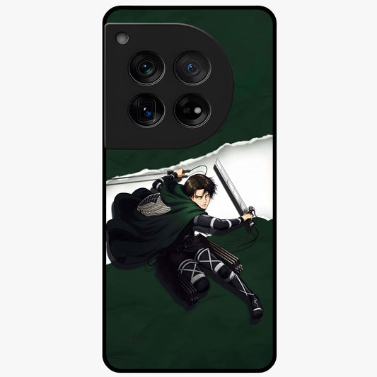 Emerald War Vanguard Glass Case for 1+12 striking front view featuring warrior inspired artwork in emerald tones