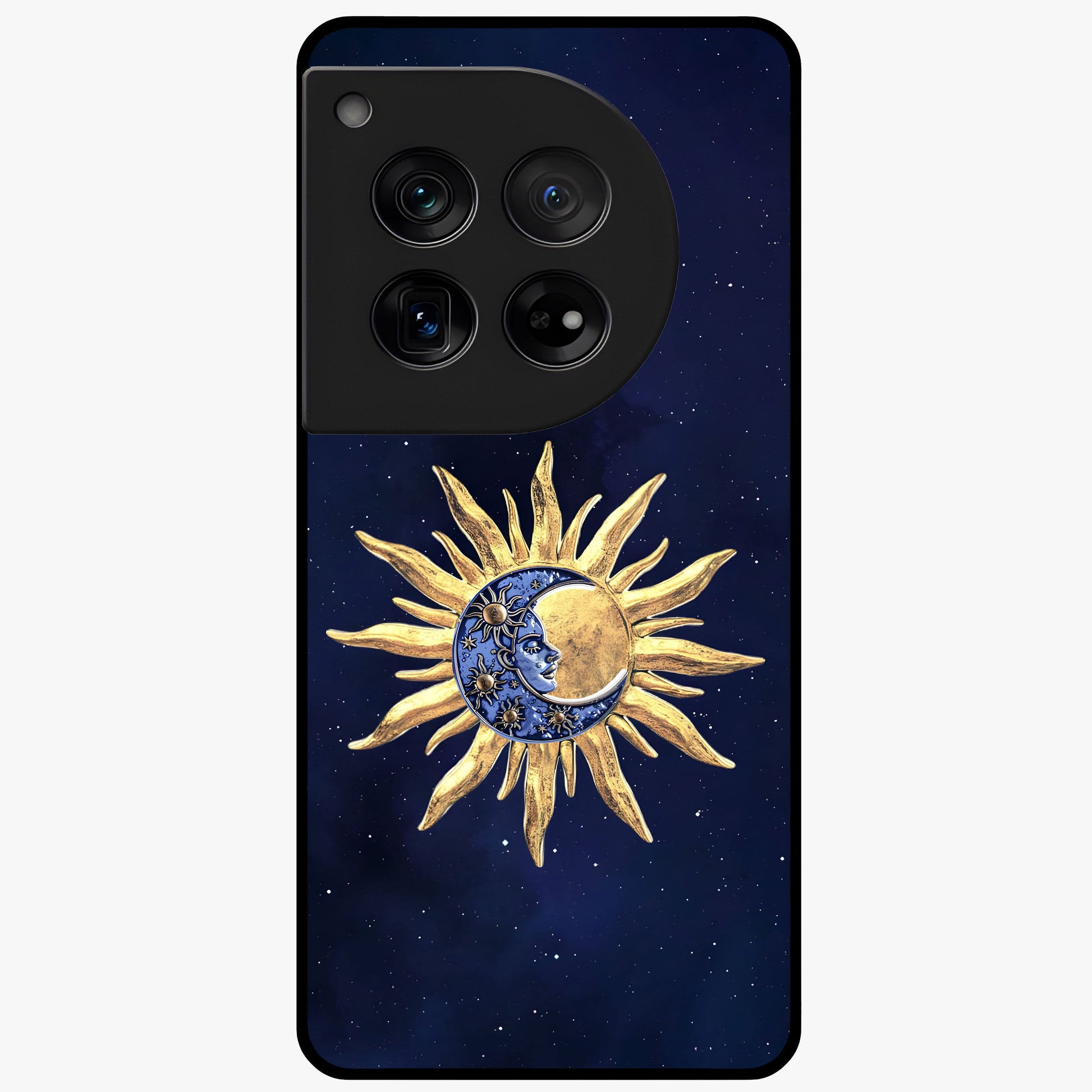 Eternal Cosmic Balance Glass Case for 1+12 artistic front view featuring symmetrical cosmic artwork