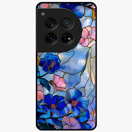 Eternal Floral Stained Glass Case for 1+12 elegant front view featuring stained glass inspired floral artwork