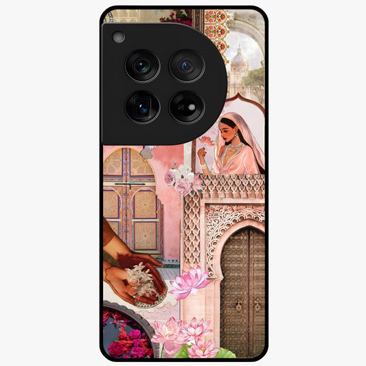Floral Courtyard Muse Glass Case for 1+12 elegant front view featuring artistic courtyard floral artwork