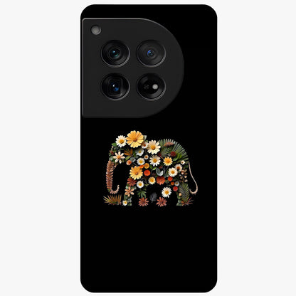 Floral Elephant Glass Case for 1+12 artistic front view featuring elephant illustration with floral detailing