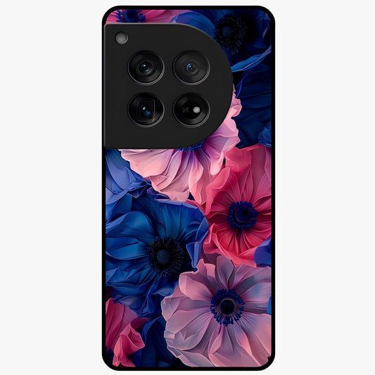 Flower Paper Art Pattern Glass Case for 1+12 creative front view featuring layered paper style floral artwork