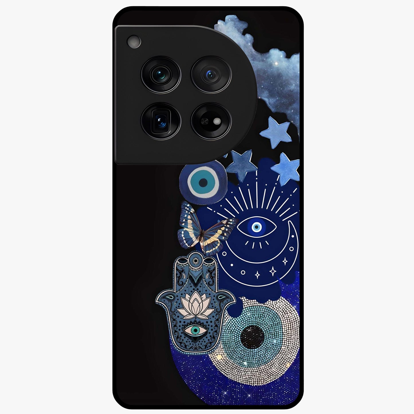 Galactic Charm Cluster Glass Case for 1+12 artistic front view featuring clustered cosmic charm artwork
