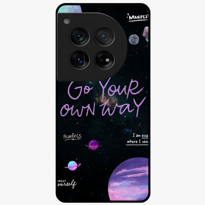 Galactic Vibes Universe Glass Case for 1+12 vibrant front view featuring universe inspired artistic artwork