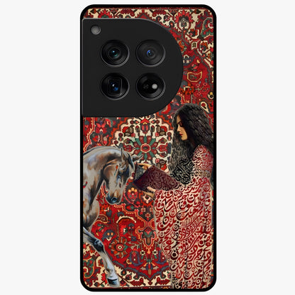 Girl With Horse Glass Case for 1+12 elegant front view featuring artistic illustration of girl and horse