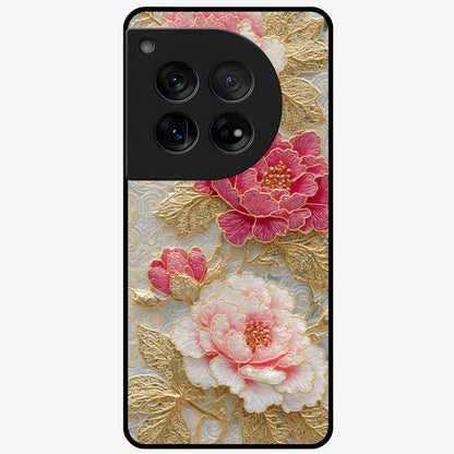 Golden Celestial Charm Glass Case for 1+12 radiant front view featuring celestial artwork with golden accents