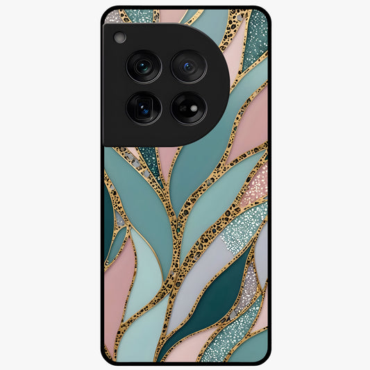 Golden Lotus Glow Glass Case for 1+12 serene front view featuring radiant lotus artwork in golden hues