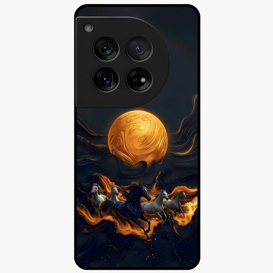 Golden Sun Majesty Glass Case for 1+12 radiant front view featuring majestic sun artwork in golden hues
