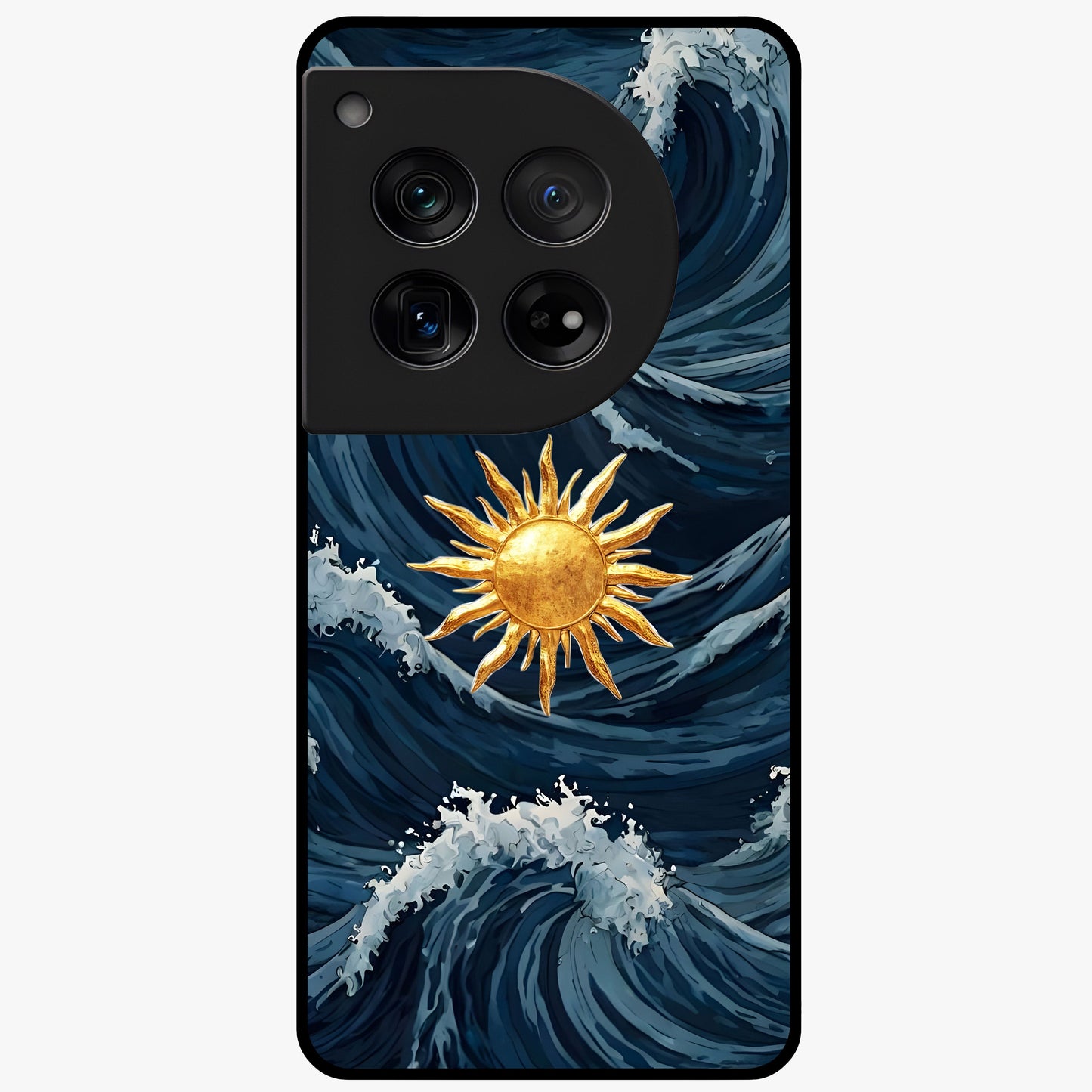 Gold Sun Blush Glass Case for 1+12 elegant front view featuring warm golden sun inspired artwork