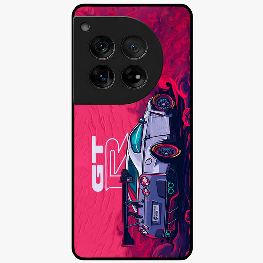 Gt R Car Pattern Glass Case for 1+12 bold front view featuring performance car inspired pattern artwork