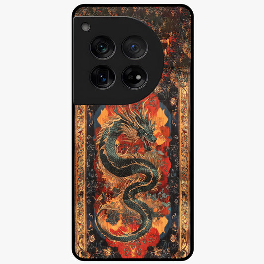 Inferno Dragon Soul Glass Case for 1+12 showing full back design in clean flat view with blazing dragon artwork and glossy glass finish.