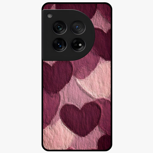 Layered Paper Hearts Glass Case for 1+12 charming front view featuring dimensional paper style heart artwork