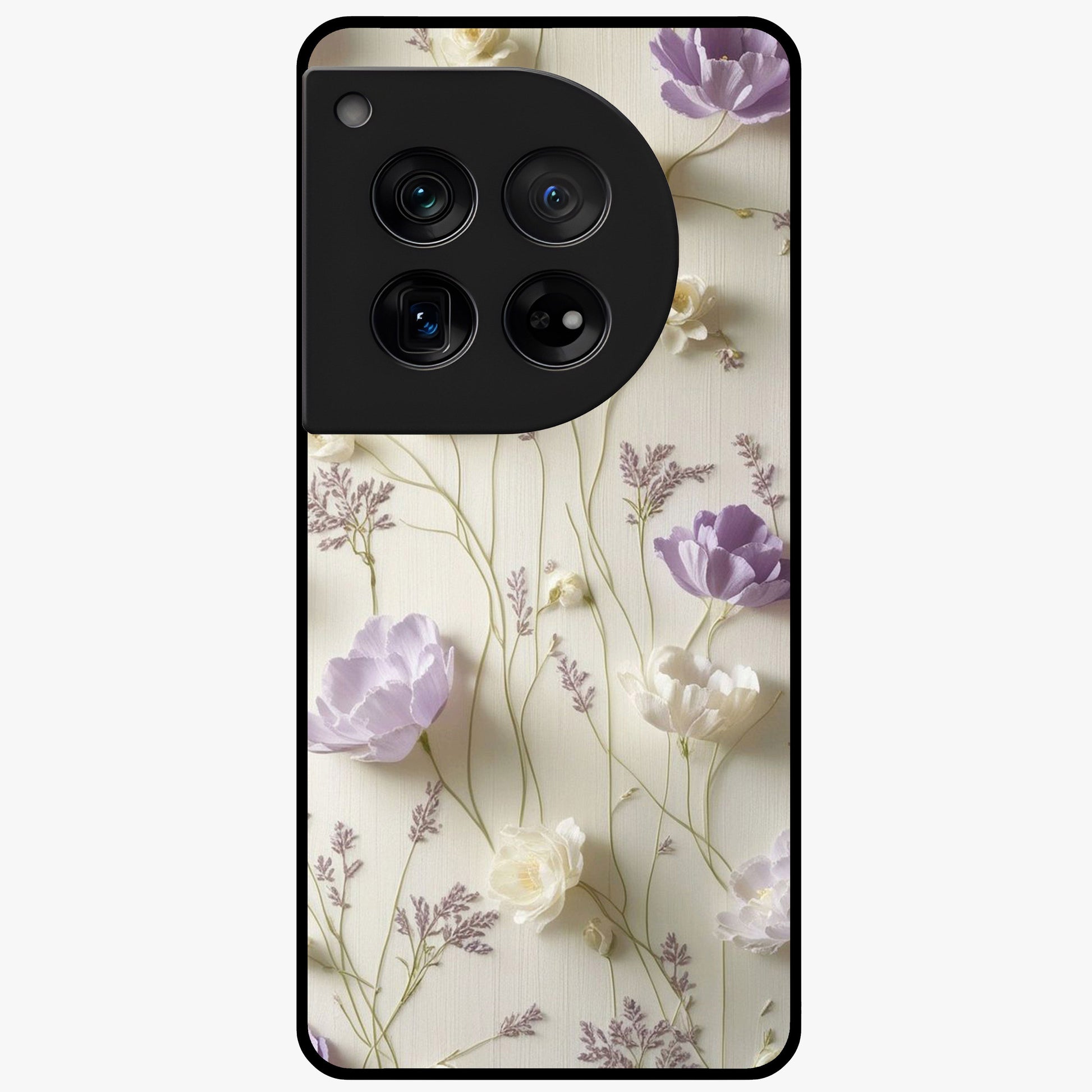 Lilac Breeze Harmony Glass Case for 1+12 soft front view featuring gentle lilac inspired artwork