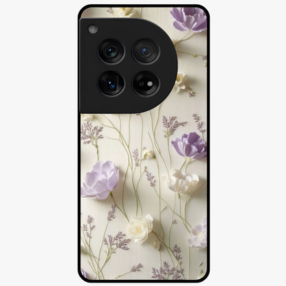 Lilac Breeze Harmony Glass Case for 1+12 soft front view featuring gentle lilac inspired artwork