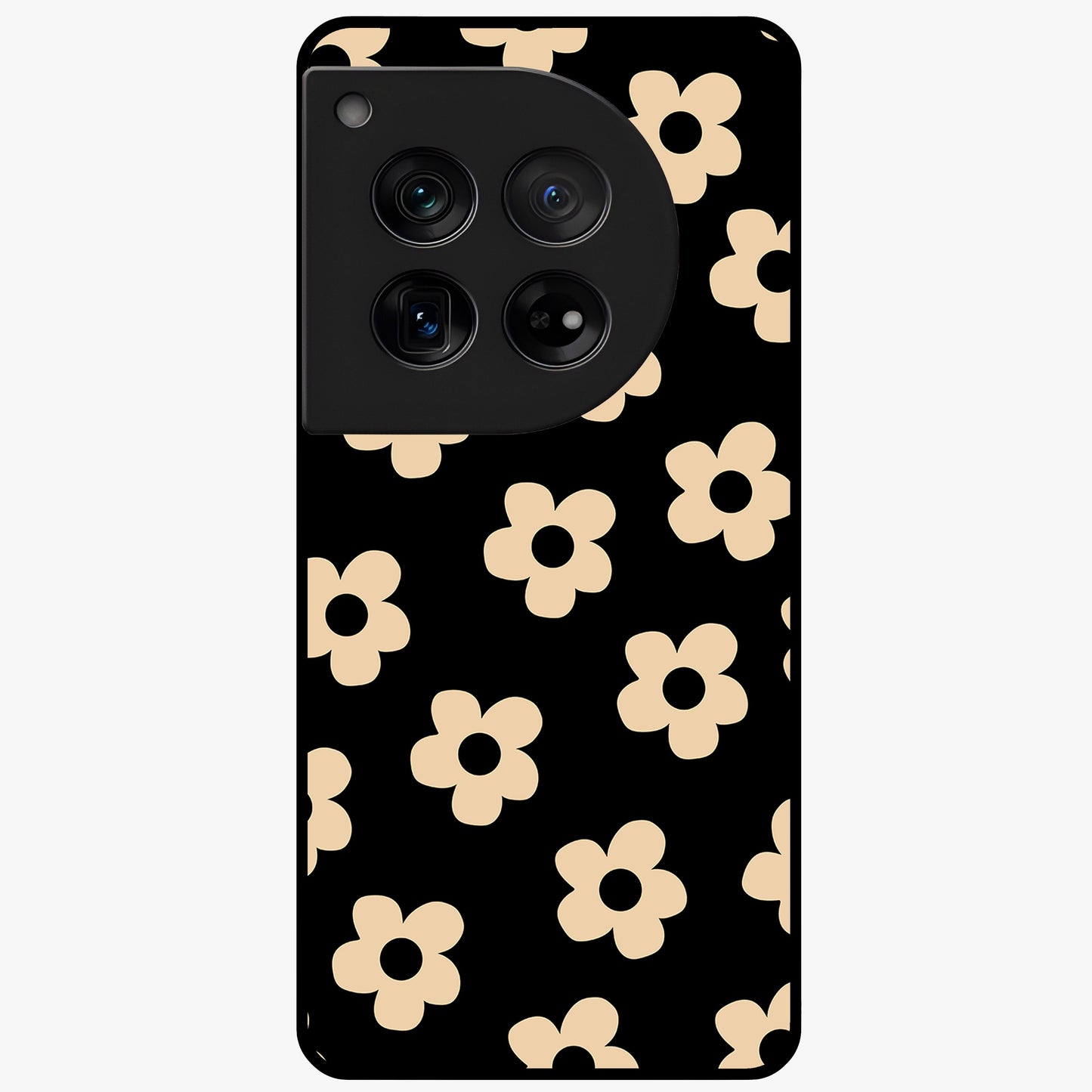 Little Daisy Flower Retro Pattern Glass Case for 1+12 cheerful front view featuring retro daisy floral pattern artwork