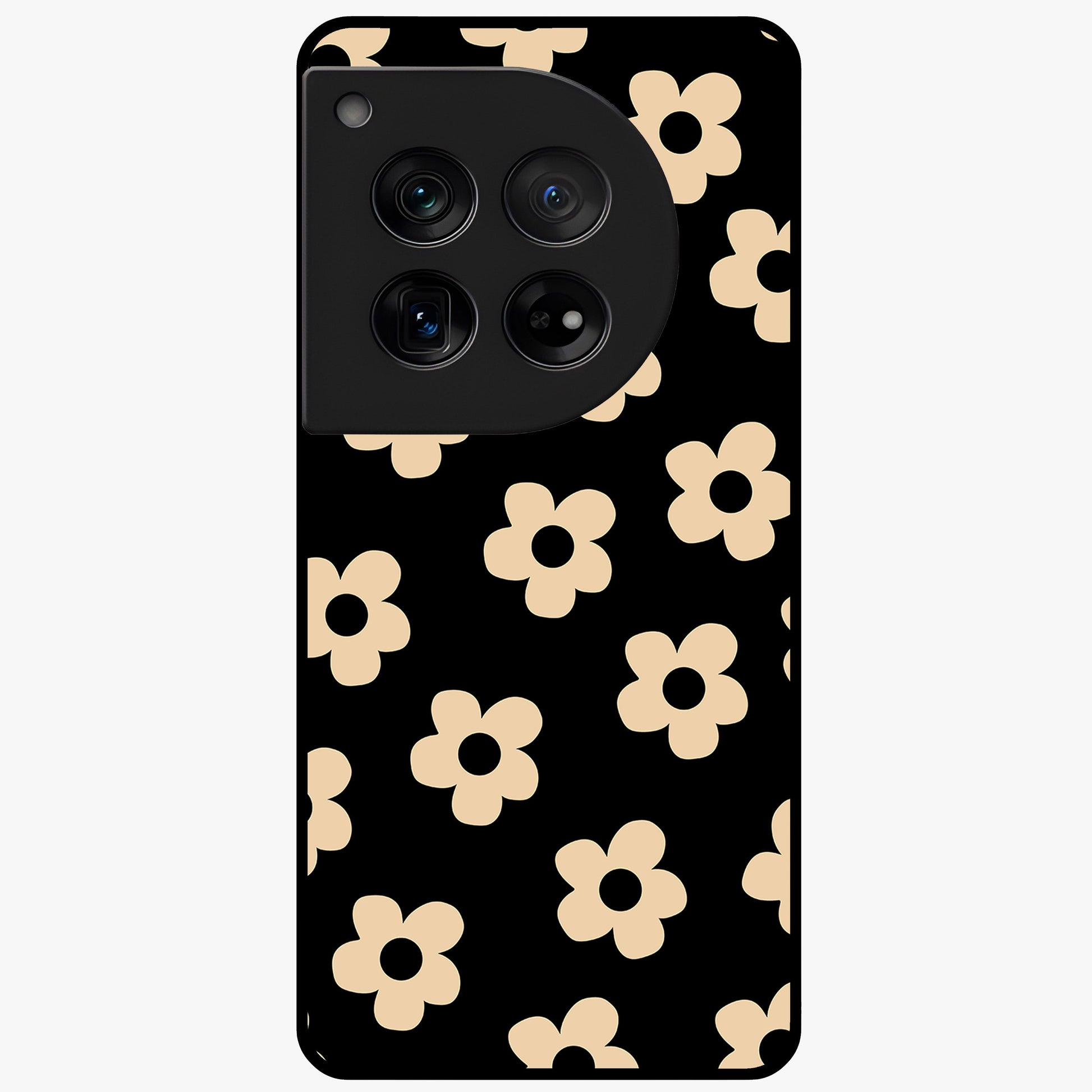 Little Daisy Flower Retro Pattern Glass Case for 1+12 cheerful front view featuring retro daisy floral pattern artwork