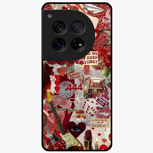Lover’S Red Chaos Glass Case for 1+12 bold front view featuring intense red artistic artwork