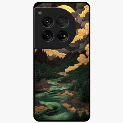 Lunar Silk Garden Glass Case for 1+12 elegant front view featuring floral artwork with soft lunar tones