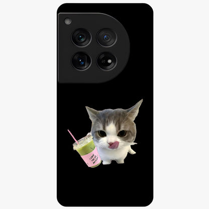Matcha Cat Style Glass Case for 1+12 adorable front view featuring cute cat artwork in matcha green tones