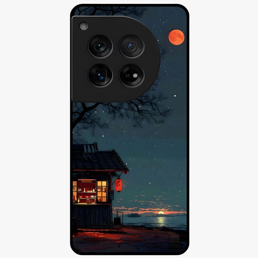 Midnight Lantern Glow Glass Case for 1+12 serene front view featuring glowing lantern artwork under night sky