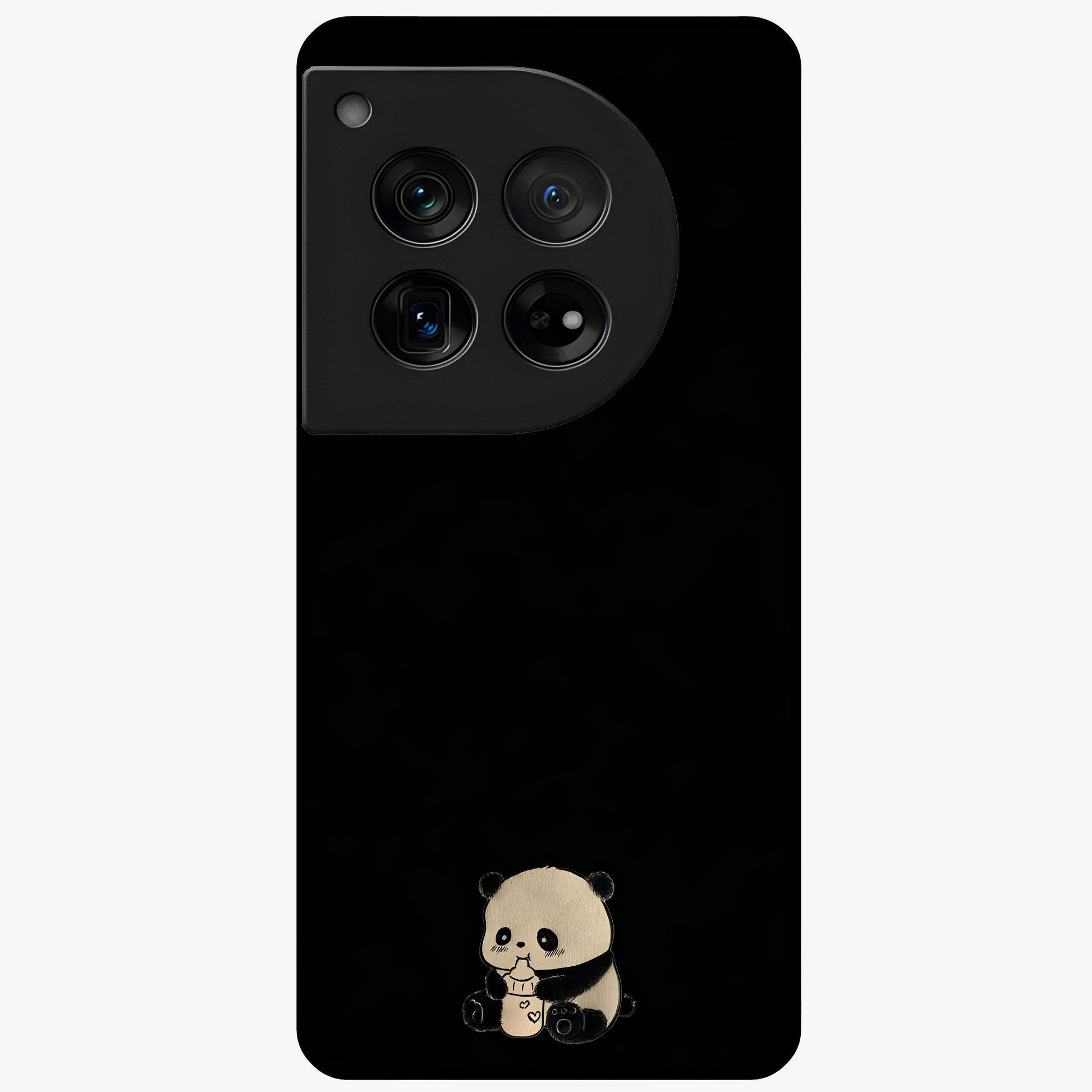 Midnight Panda Love Glass Case for 1+12 adorable front view featuring cute panda artwork on dark background
