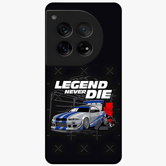 Midnight Racing Legacy Glass Case for 1+12 bold front view featuring racing inspired artwork in dark tones