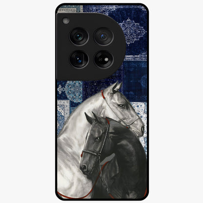 Midnight Stallion Blues Glass Case for 1+12 powerful front view featuring horse artwork in deep blue night tones