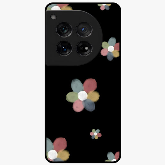 Minimal Floral Charm Glass Case for 1+12 clean front view featuring simple floral artwork with elegant detailing