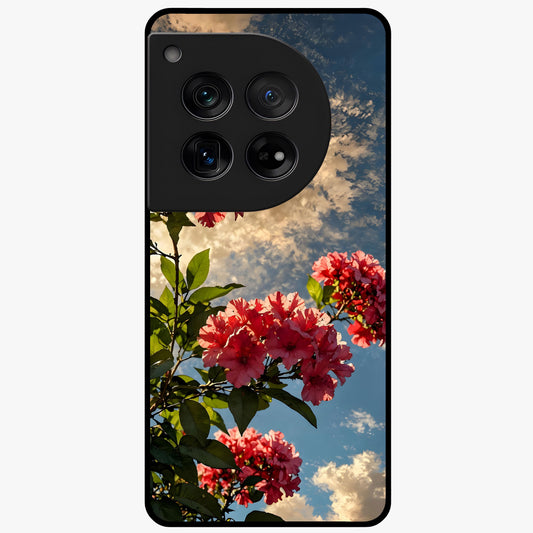 Moonlit Blossom Charm Glass Case for 1+12 elegant front view featuring floral artwork under soft moonlight tones