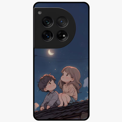 Moonlit Promise Together Glass Case for 1+12 romantic front view featuring couple inspired artwork in night tones