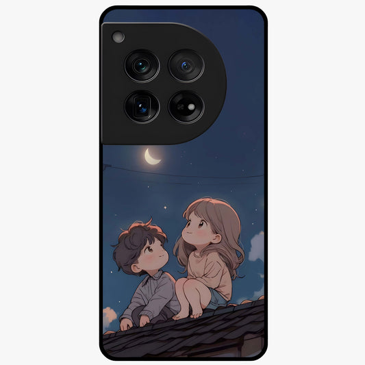 Moonlit Promise Together Glass Case for 1+12 romantic front view featuring couple inspired artwork in night tones