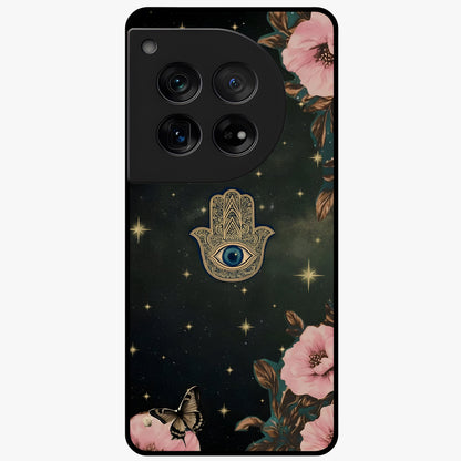 Mystic Bloom Protection Glass Case for 1+12 artistic front view featuring floral artwork with protective mystic elements