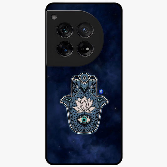 Mystic Calm Shield Glass Case for 1+12 serene front view featuring symbolic shield artwork in calming tones