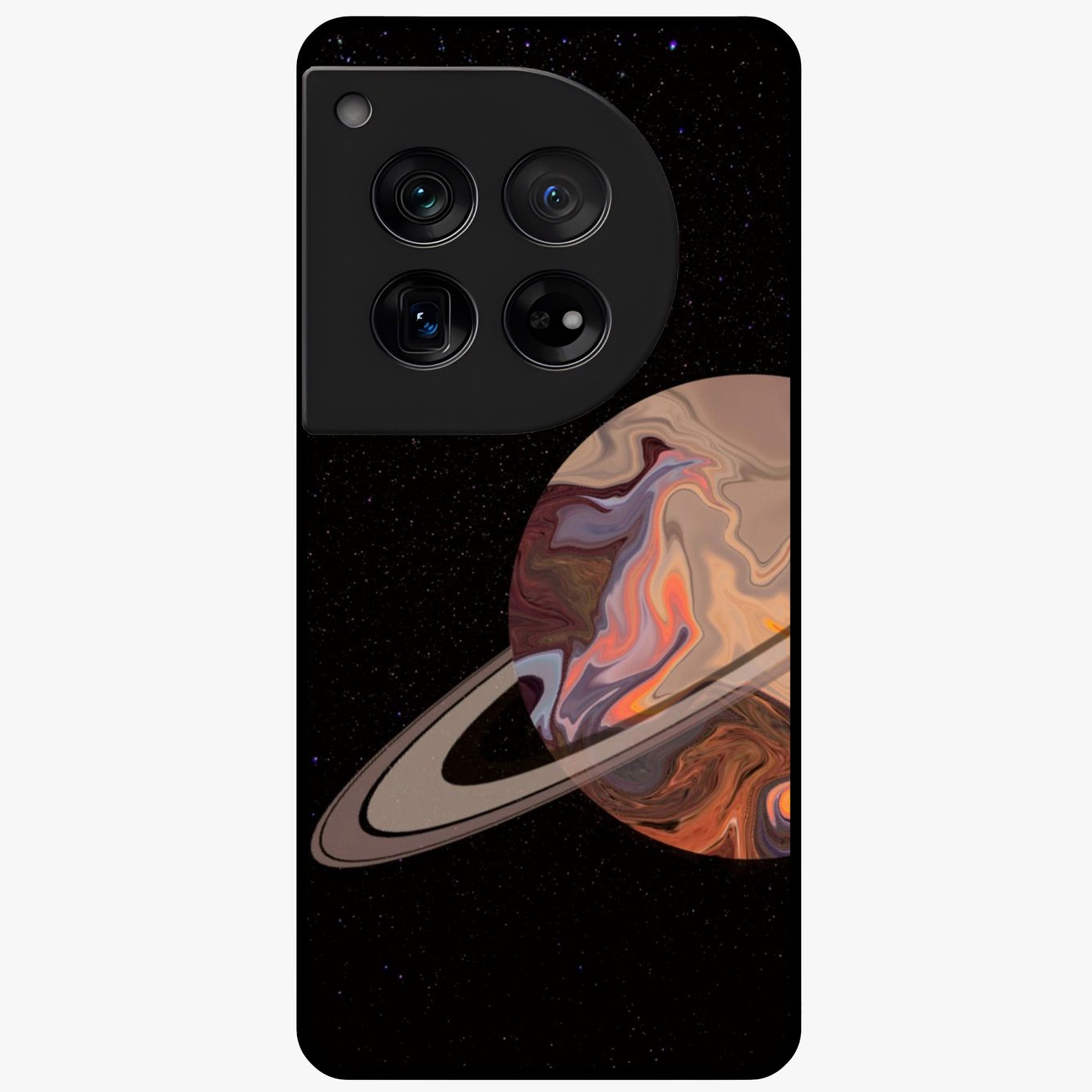 Mystic Saturn Aesthetic Glass Case for 1+12 celestial front view featuring Saturn inspired cosmic artwork