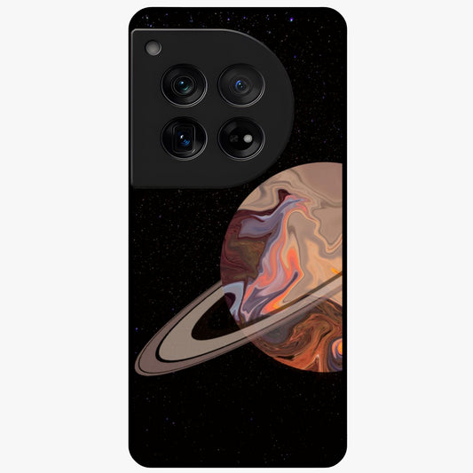 Mystic Saturn Aesthetic Glass Case for 1+12 celestial front view featuring Saturn inspired cosmic artwork