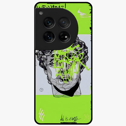 Neo Graffiti Rebellion Glass Case for 1+12 edgy front view featuring bold graffiti style artwork
