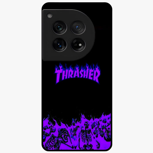 Neon Flame Riot Glass Case for 1+12 intense front view featuring blazing neon flame artwork