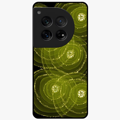 Neon Orbit Bloom Marble Glass Case for 1+12 artistic front view featuring marble texture with neon orbit accents