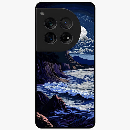 Night Moon Scenery Pattern Glass Case for 1+12 serene front view featuring moonlit landscape pattern artwork