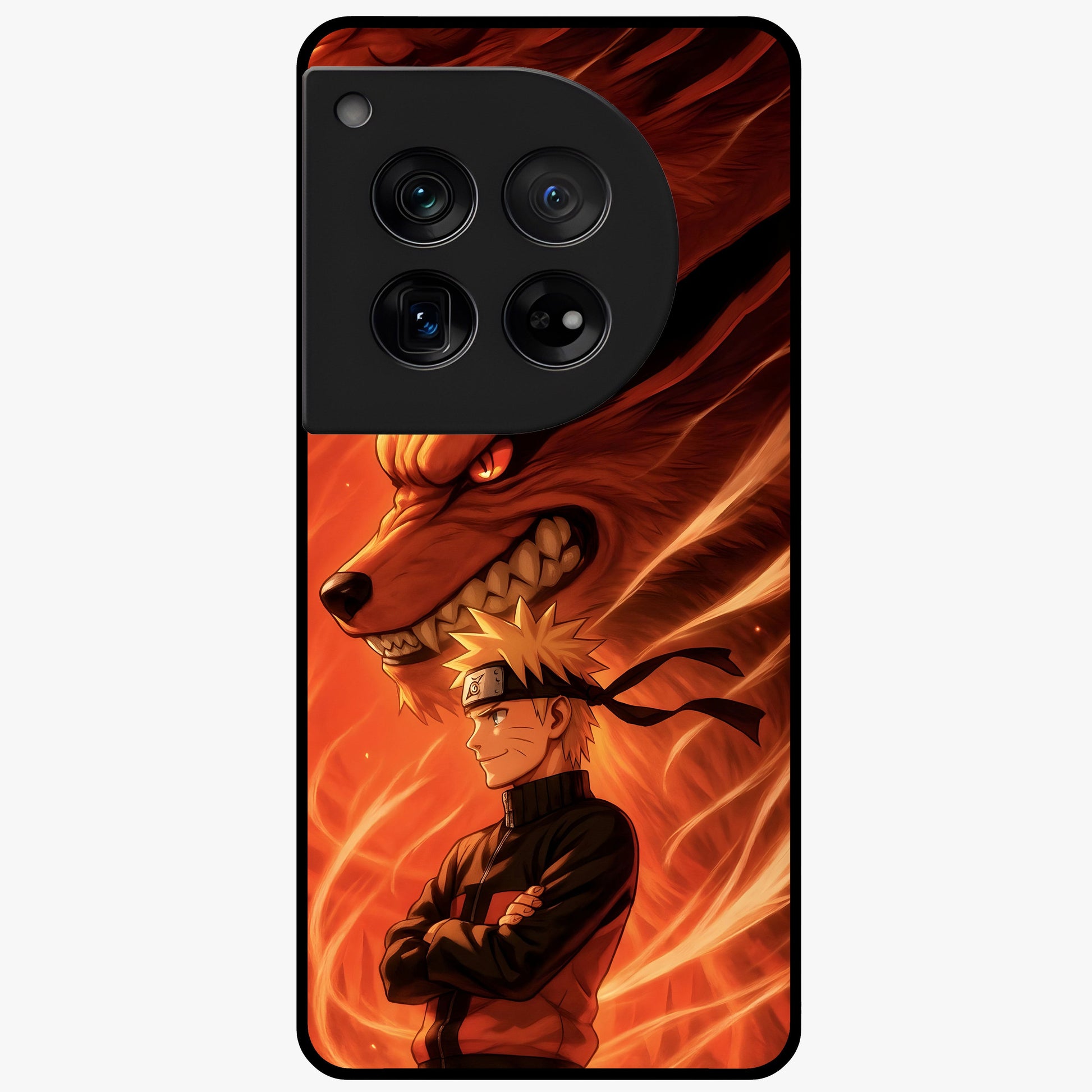 Nine Tails Legacy Glass Case for 1+12 powerful front view featuring legendary fox inspired artwork